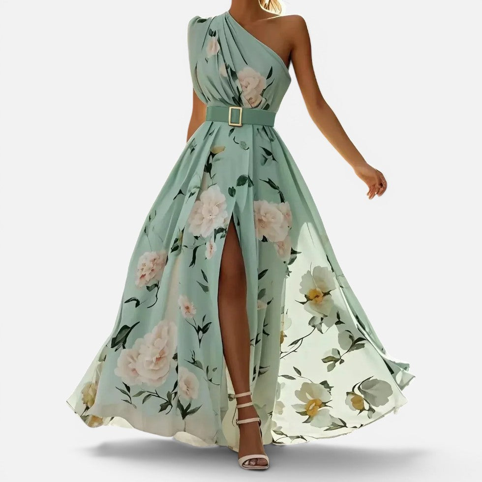 Floral One Shoulder Maxi Dress with Split — view 3