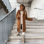 Sigrid | Women's Teddy Coat with Notched Collar Button Front