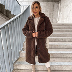 Sigrid | Women's Teddy Coat with Notched Collar Button Front