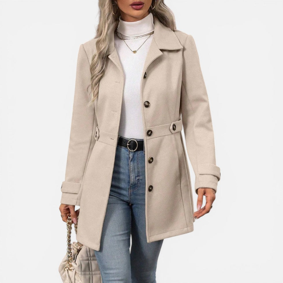 Womens Mid Length Trench Coat Button Front — Warm