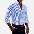 Striped Button Up Long Sleeve Shirt — Breathable