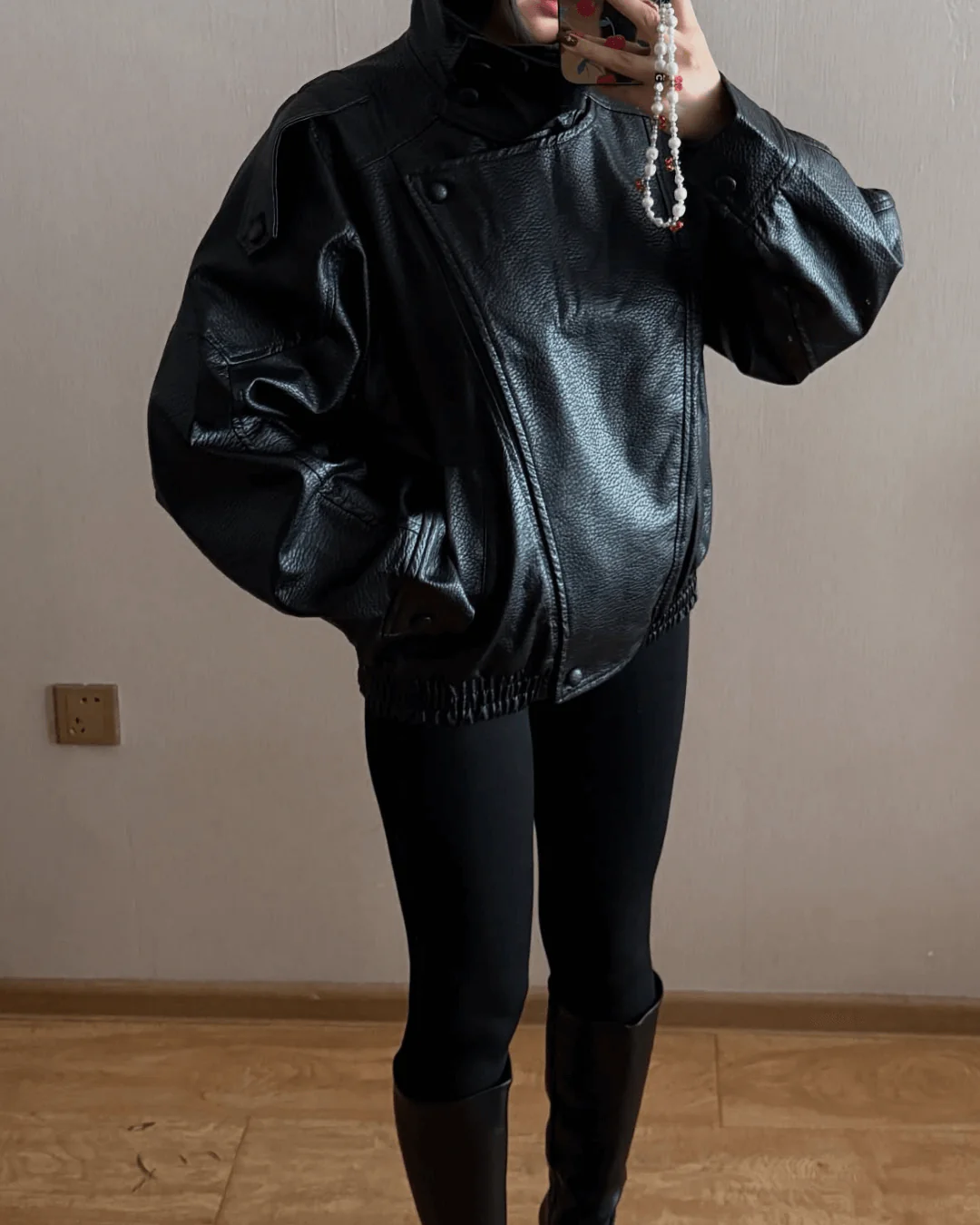 Tonia | Women's Faux Leather Jacket with High Neck