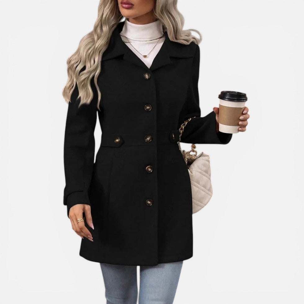 Womens Mid Length Trench Coat Button Front — Warm