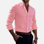 Striped Button Up Long Sleeve Shirt — Breathable