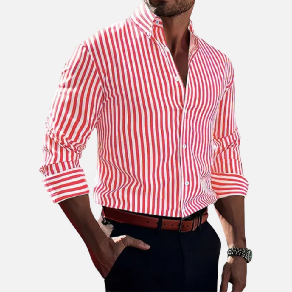 Striped Button Up Long Sleeve Shirt — Breathable