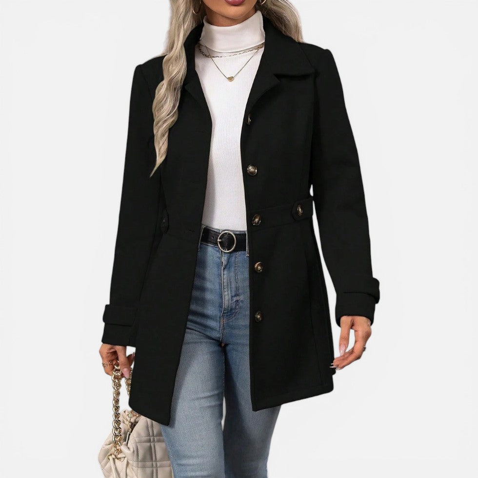 Womens Mid Length Trench Coat Button Front — Warm