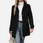 Womens Mid Length Trench Coat Button Front — Warm