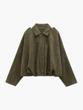 Sabina | Women's Faux Suede Collared Bomber Jacket