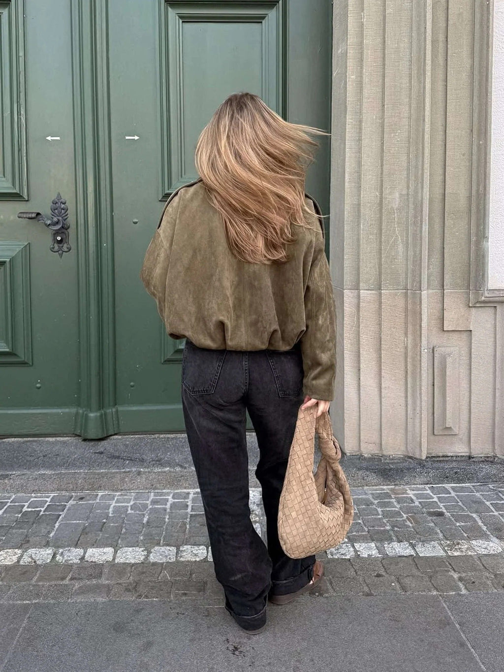Sabina | Women's Faux Suede Collared Bomber Jacket