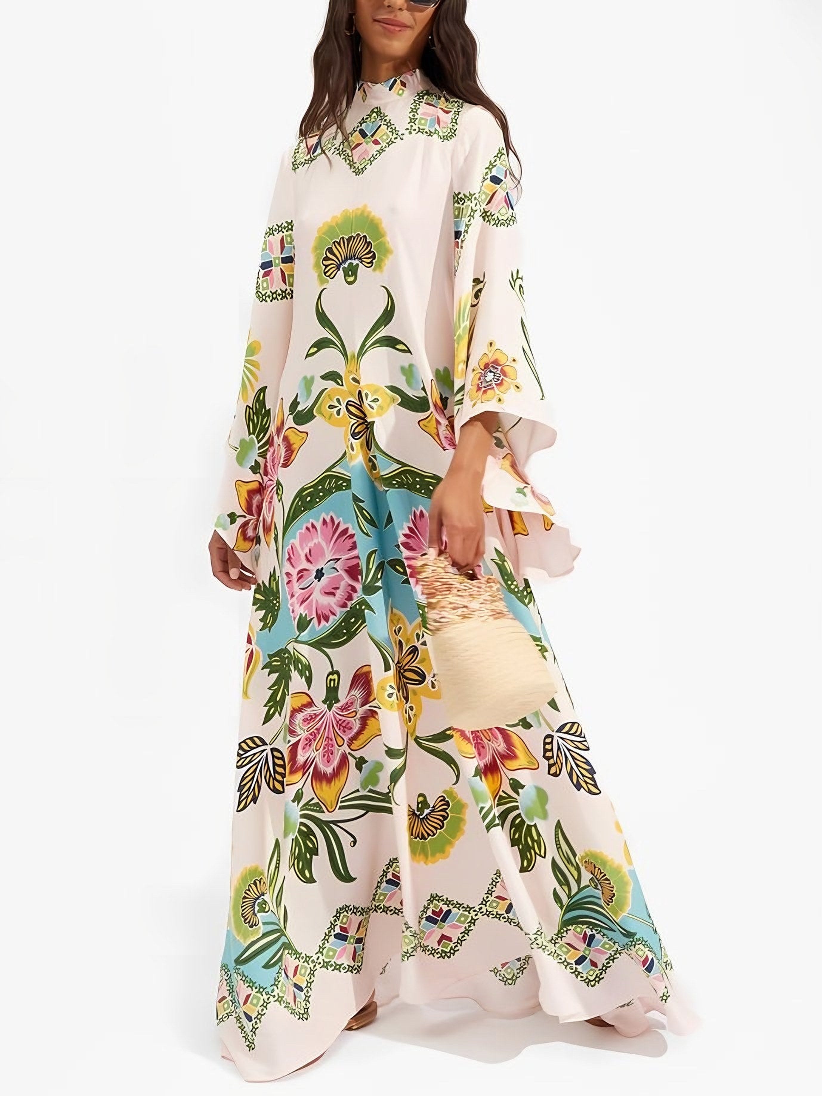 Women's Long Sleeve Printed Maxi Dress — view 1