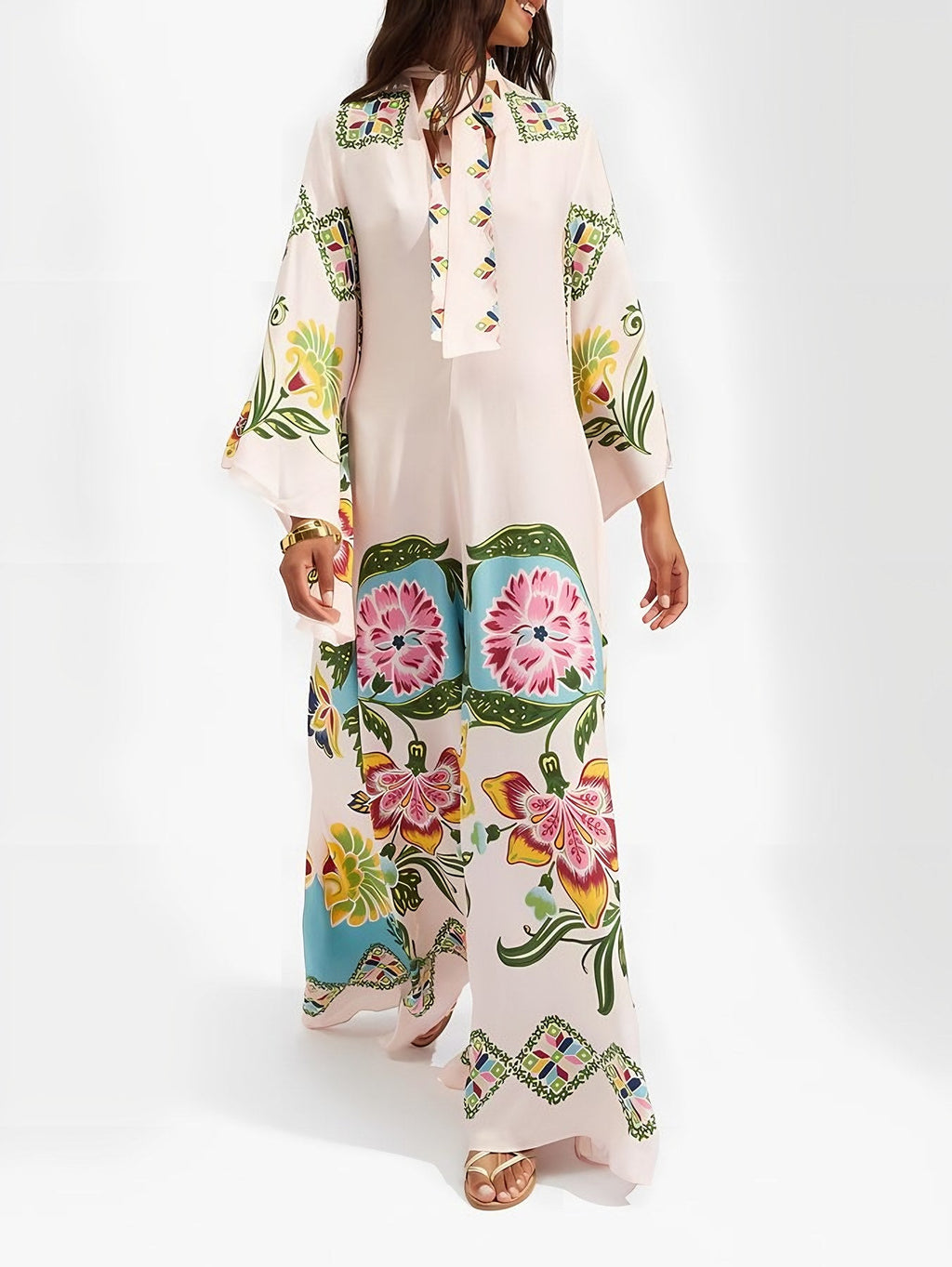 Women's Long Sleeve Printed Maxi Dress — view 3