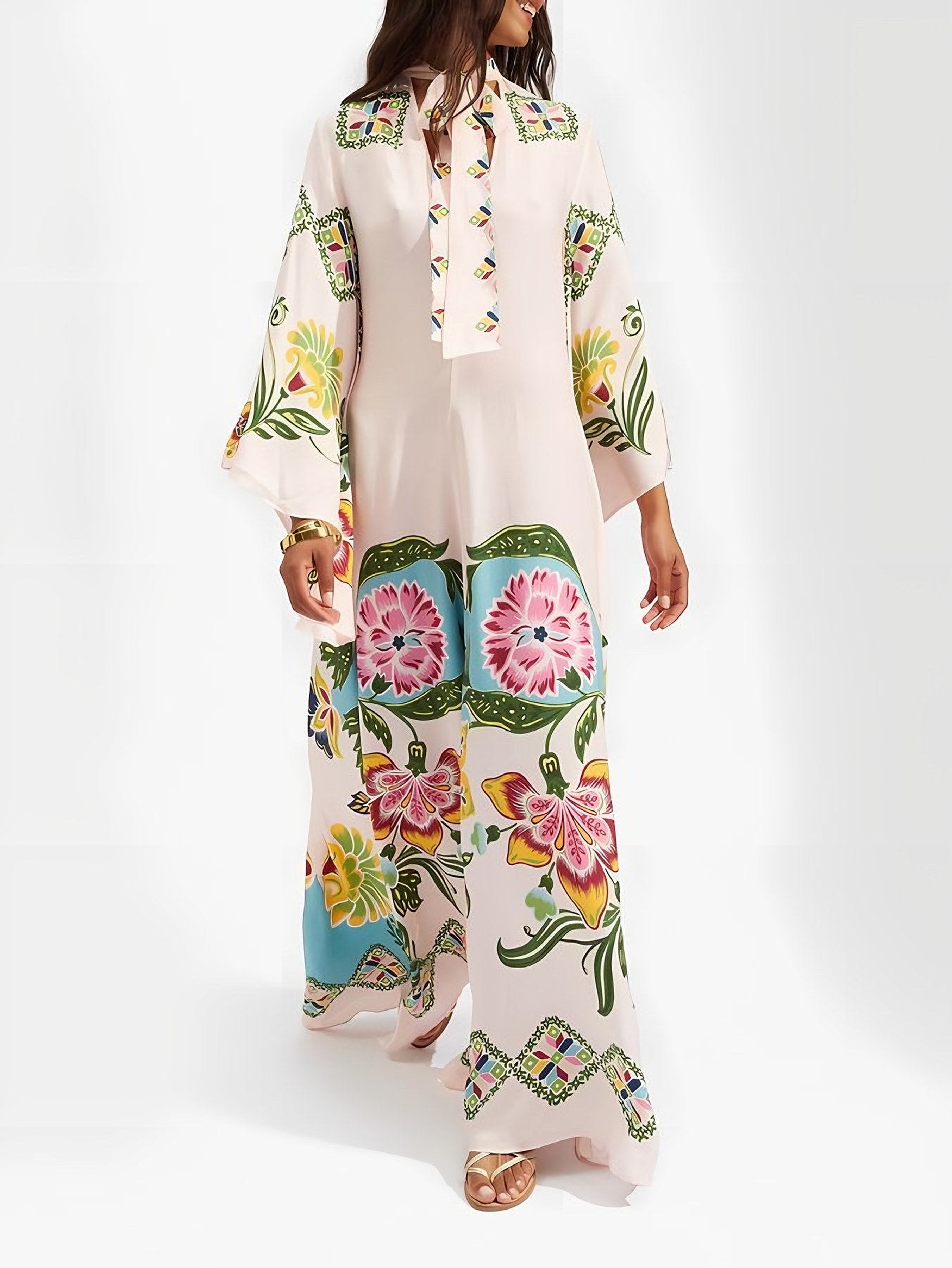 Women's Long Sleeve Printed Maxi Dress — view 3