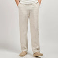 Mattias | Men's Linen Straight Leg Trousers with Elasticated Waist