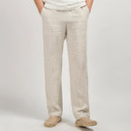 Mattias | Men's Linen Straight Leg Trousers with Elasticated Waist