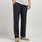 Mattias | Men's Linen Straight Leg Trousers with Elasticated Waist