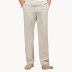 Mattias | Men's Linen Straight Leg Trousers with Elasticated Waist