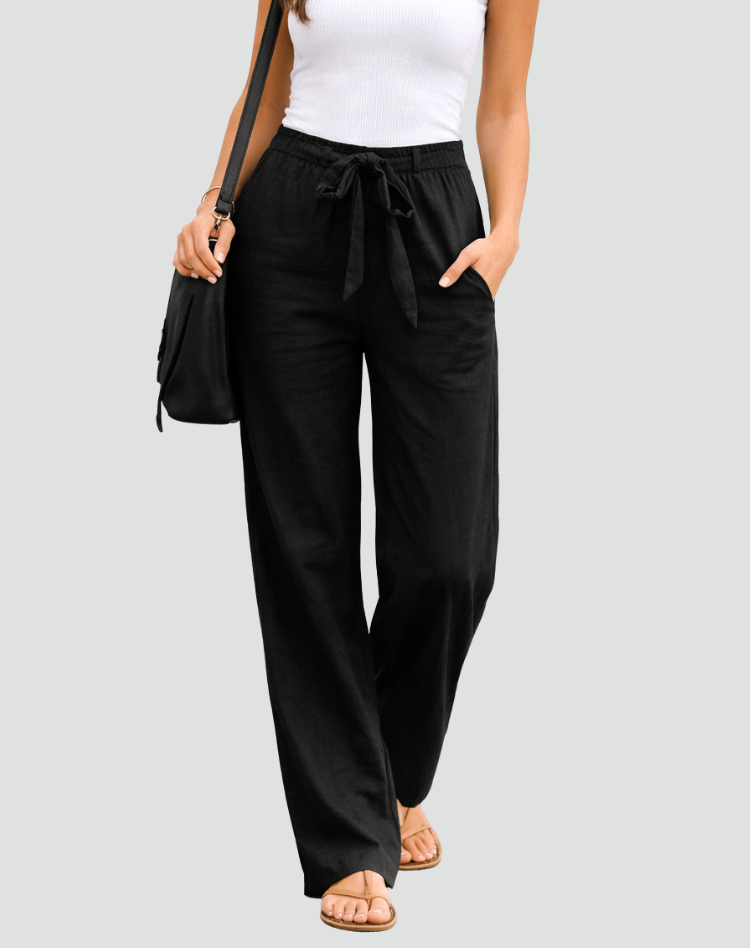 Stefania | Women's Linen Wide Leg Trousers