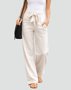 Stefania | Women's Linen Wide Leg Trousers