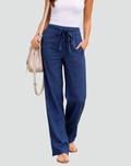 Stefania | Women's Linen Wide Leg Trousers
