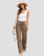 Stefania | Women's Linen Wide Leg Trousers