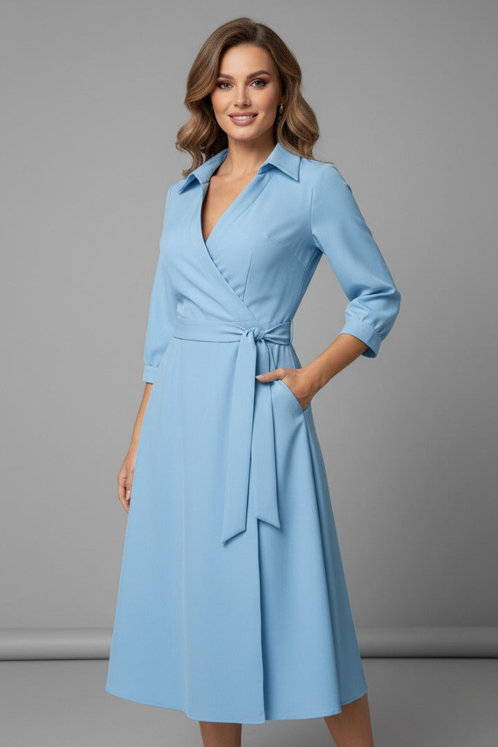 Women's Wedding Guest Wrap Midi Dress — TOPNEWPLACE (view 5)