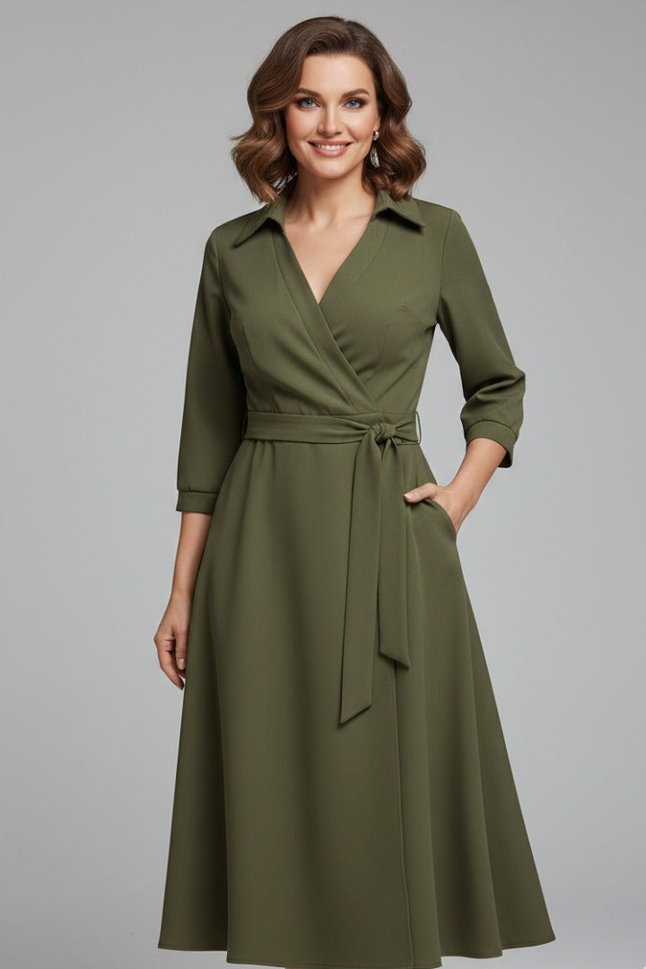 Women's Wedding Guest Wrap Midi Dress — TOPNEWPLACE (view 6)