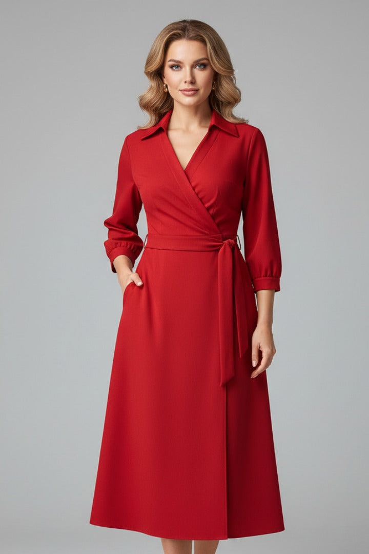 Women's Wedding Guest Wrap Midi Dress — TOPNEWPLACE (view 7)