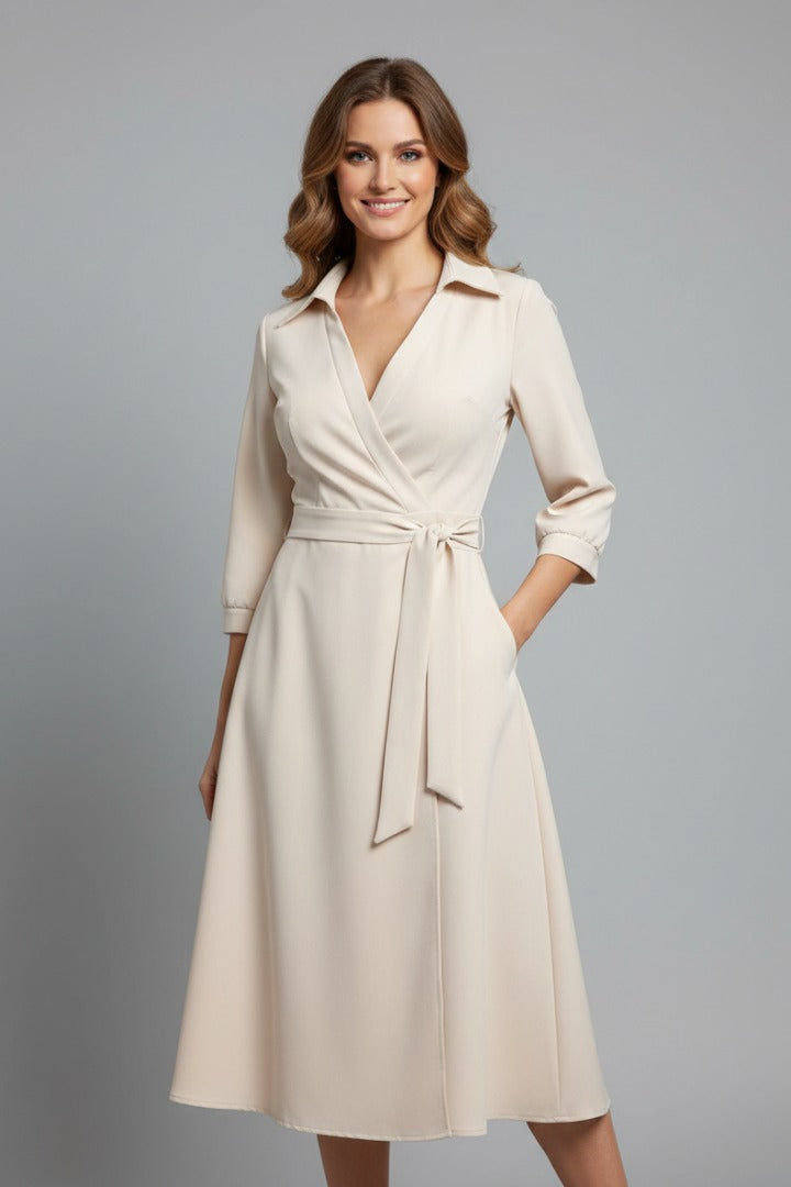 Women's Wedding Guest Wrap Midi Dress — TOPNEWPLACE (view 8)