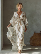 Valentina | Women's Maxi Dress with Twist Front and Dolman Sleeves