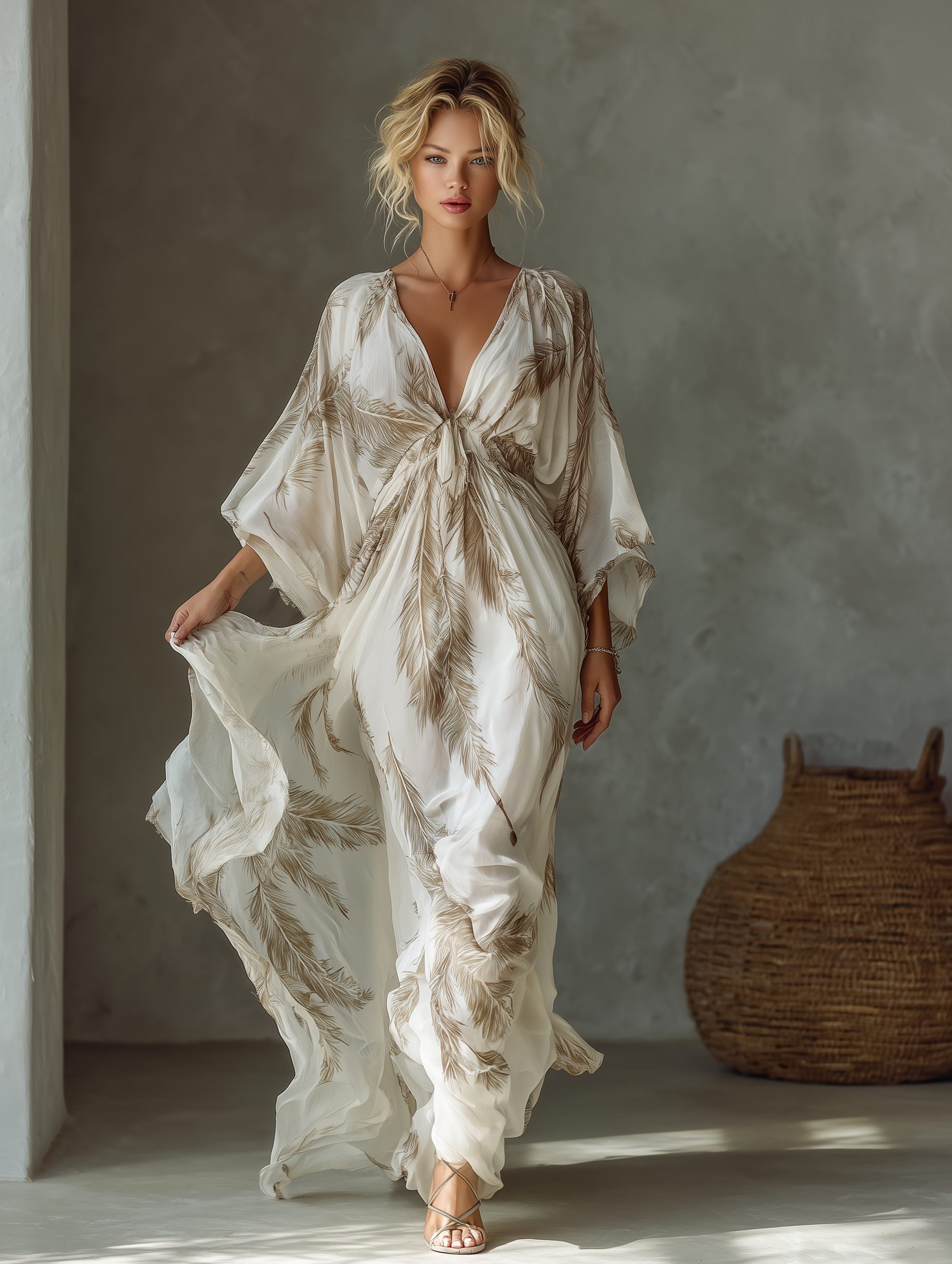 Valentina | Women's Maxi Dress with Twist Front and Dolman Sleeves