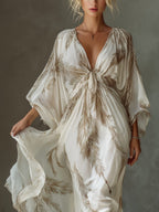 Valentina | Women's Maxi Dress with Twist Front and Dolman Sleeves
