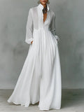 Roxana | Women's Linen Blend Maxi Shirt Dress with Stand Collar and Pockets