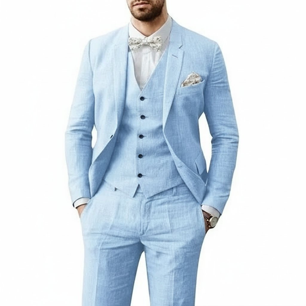 Marek | Men's Linen Three-Piece Wedding Suit