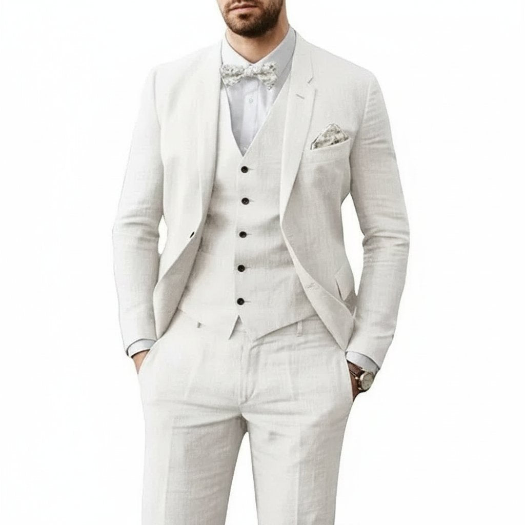 Marek | Men's Linen Three-Piece Wedding Suit