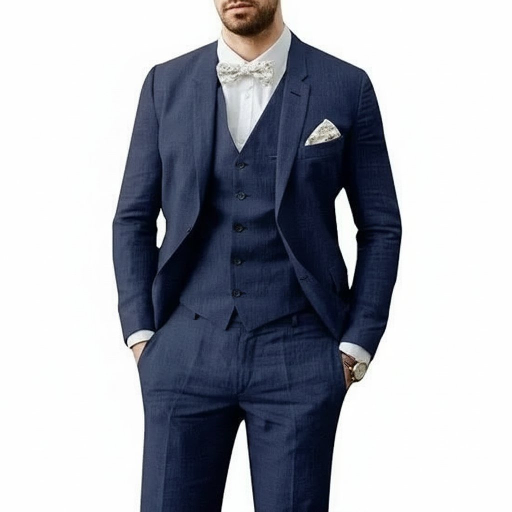 Marek | Men's Linen Three-Piece Wedding Suit
