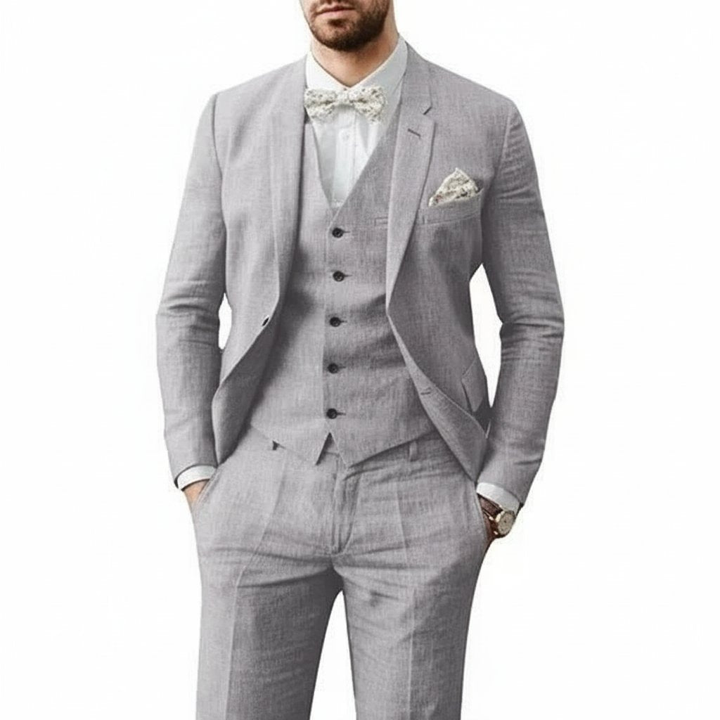 Marek | Men's Linen Three-Piece Wedding Suit