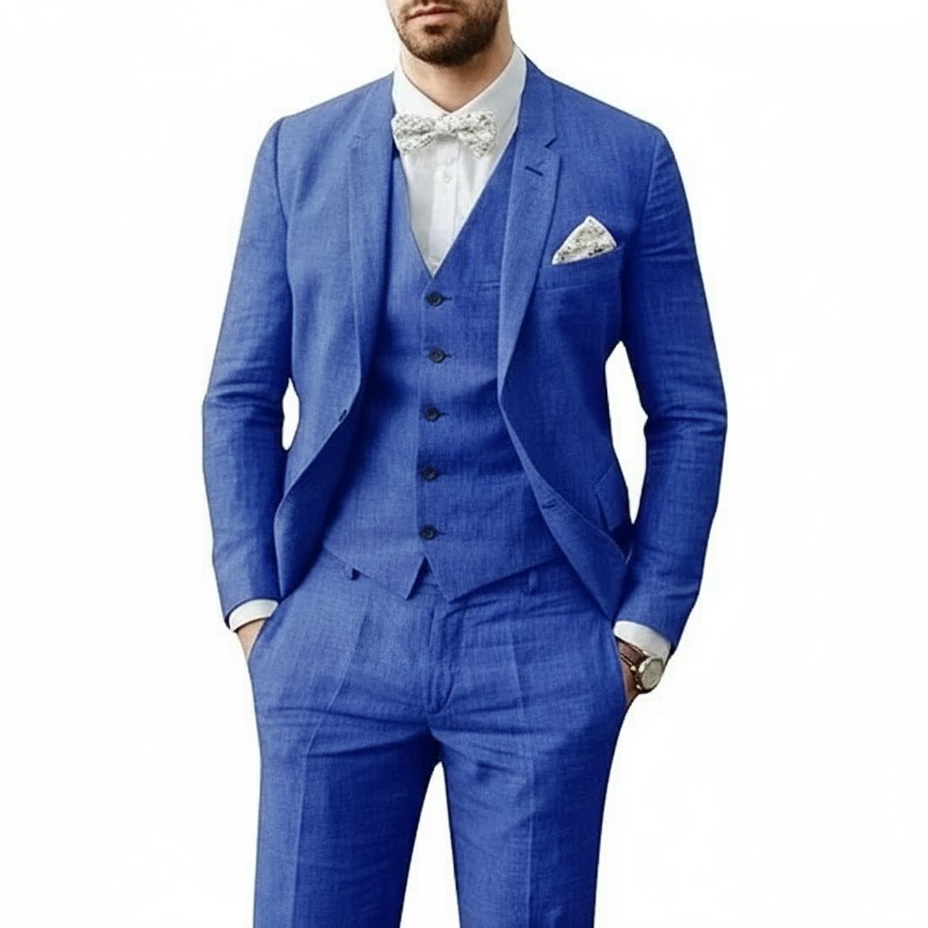 Marek | Men's Linen Three-Piece Wedding Suit