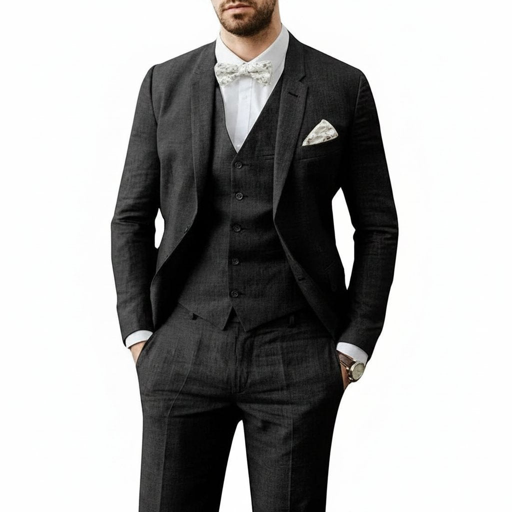 Marek | Men's Linen Three-Piece Wedding Suit