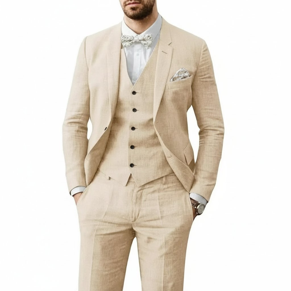 Marek | Men's Linen Three-Piece Wedding Suit