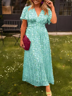 Women's Short Sleeve Floral Maxi Dress — view 9
