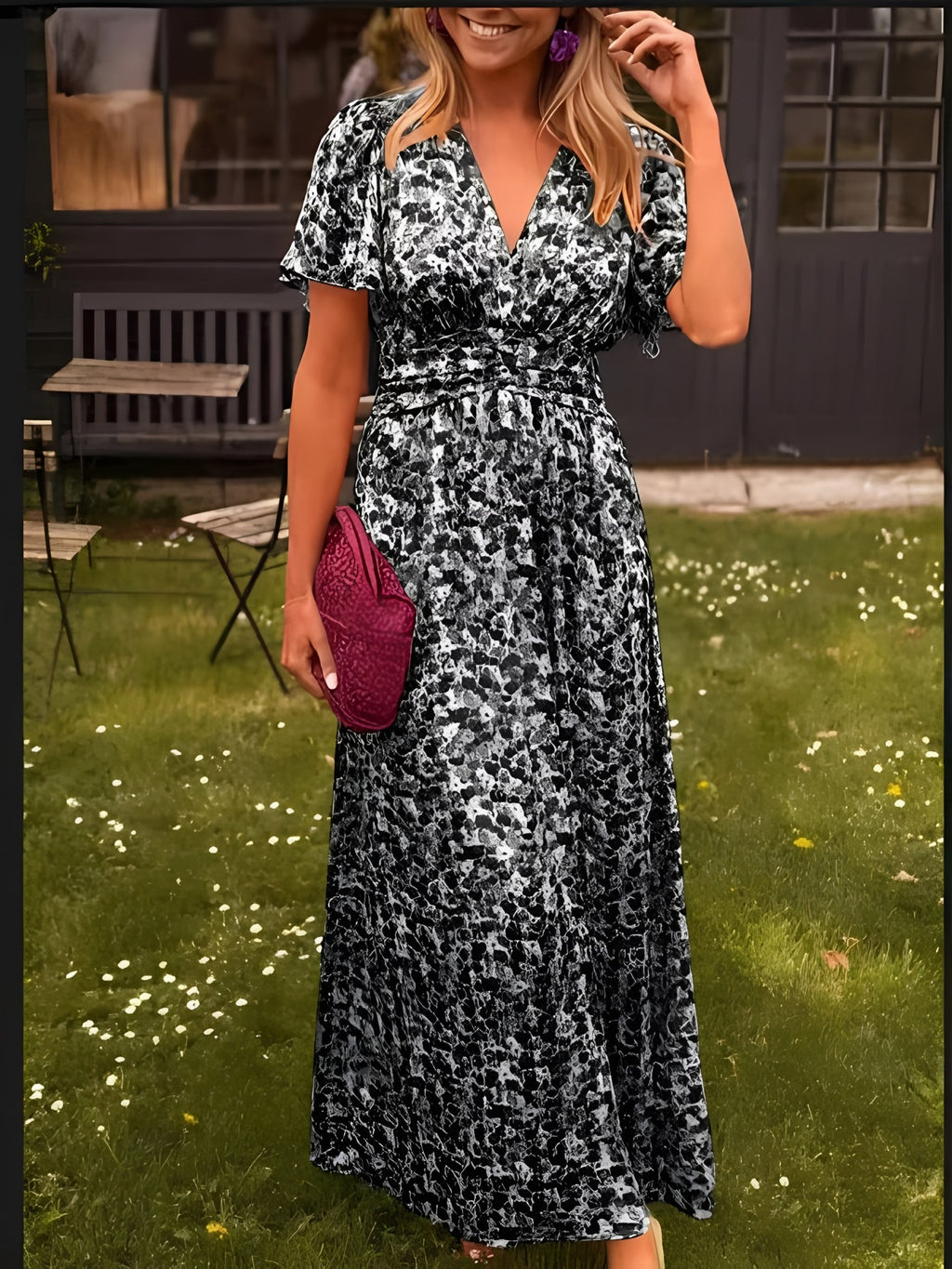 Women's Short Sleeve Floral Maxi Dress — view 10