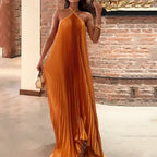Women's Pleated Halter Evening Maxi Dress — view 2
