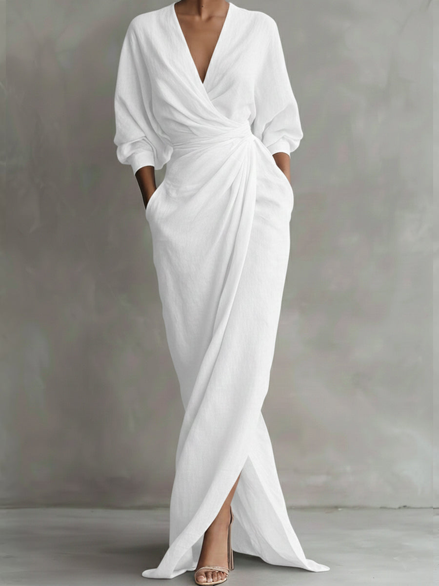 Severine | Women's Linen Wrap Maxi Dress