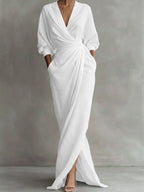 Severine | Women's Linen Wrap Maxi Dress