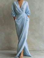 Severine | Women's Linen Wrap Maxi Dress