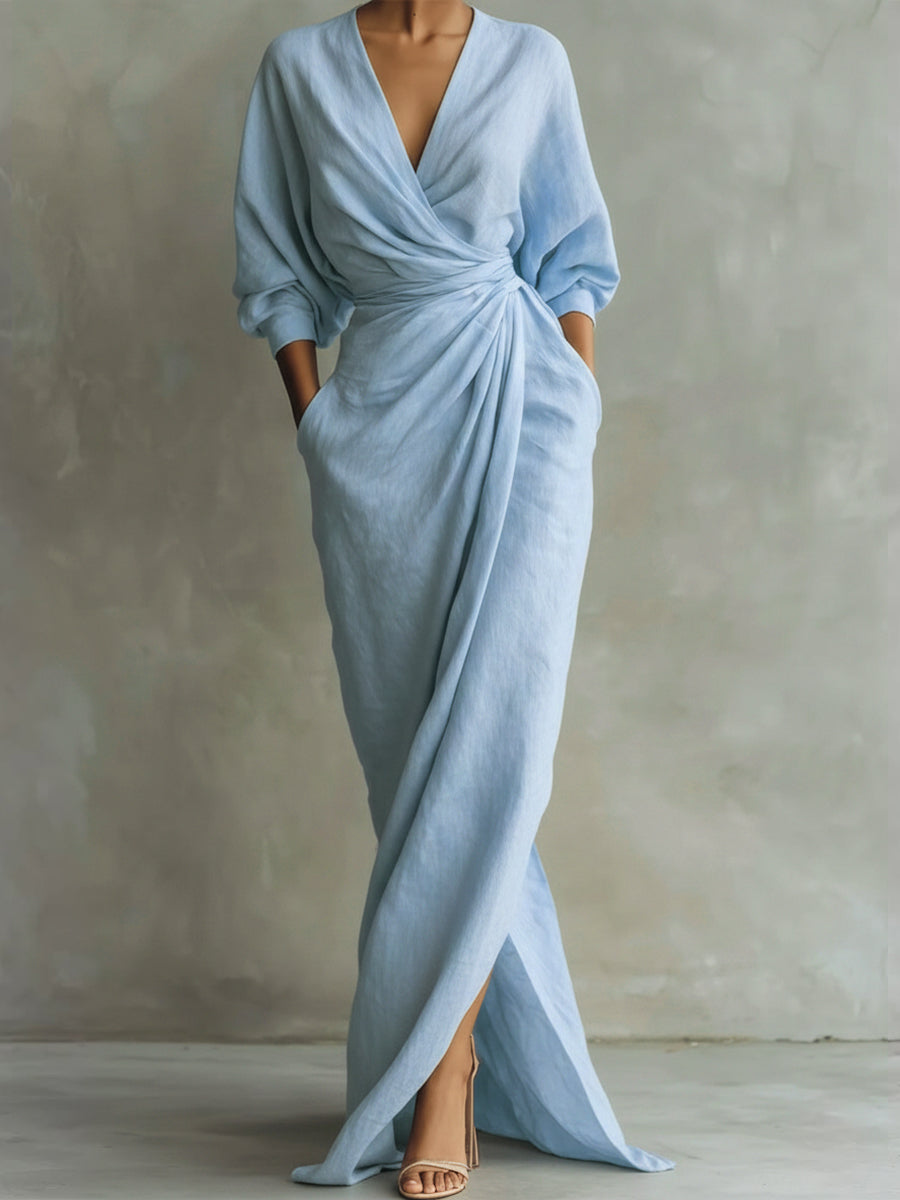 Severine | Women's Linen Wrap Maxi Dress
