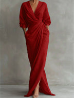 Severine | Women's Linen Wrap Maxi Dress