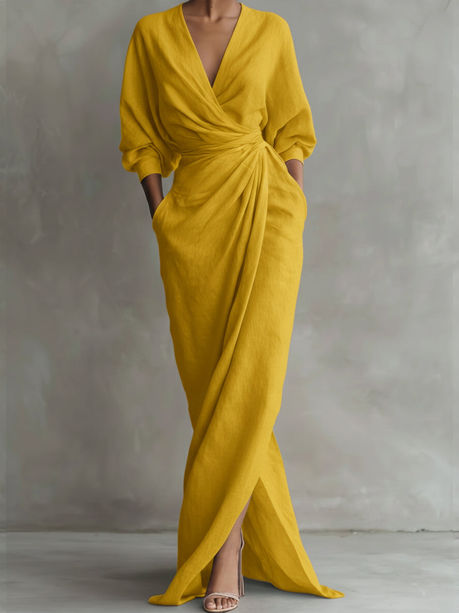 Severine | Women's Linen Wrap Maxi Dress