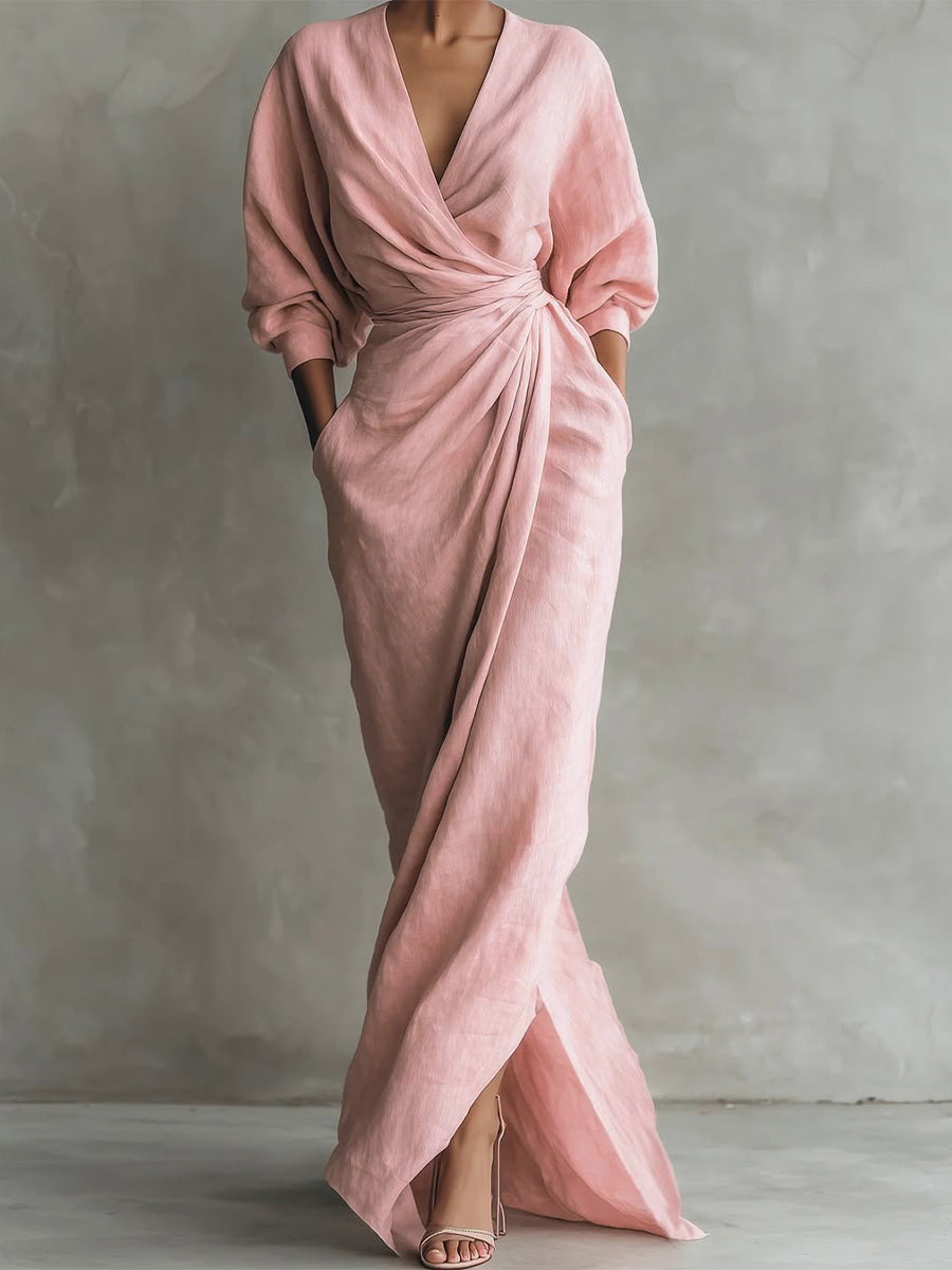 Severine | Women's Linen Wrap Maxi Dress