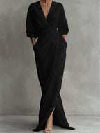 Severine | Women's Linen Wrap Maxi Dress
